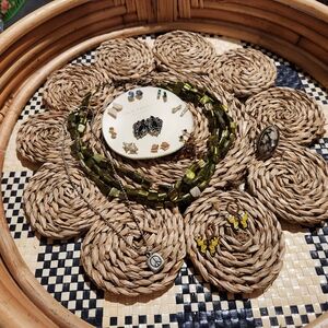 Green Beaded Necklace with Mixed Charm Jewelry Set